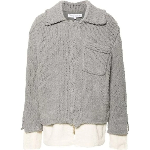 J.W.Anderson Pull Hand Knit Layered Overshirt Light Grey grau