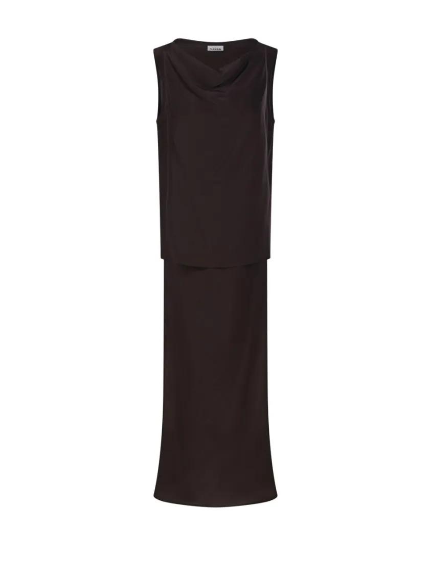 Thumbnail - P.A.R.O.S.H. - Sleeveless Silk Blouse With Draped Neckline - Größe M - schwarz