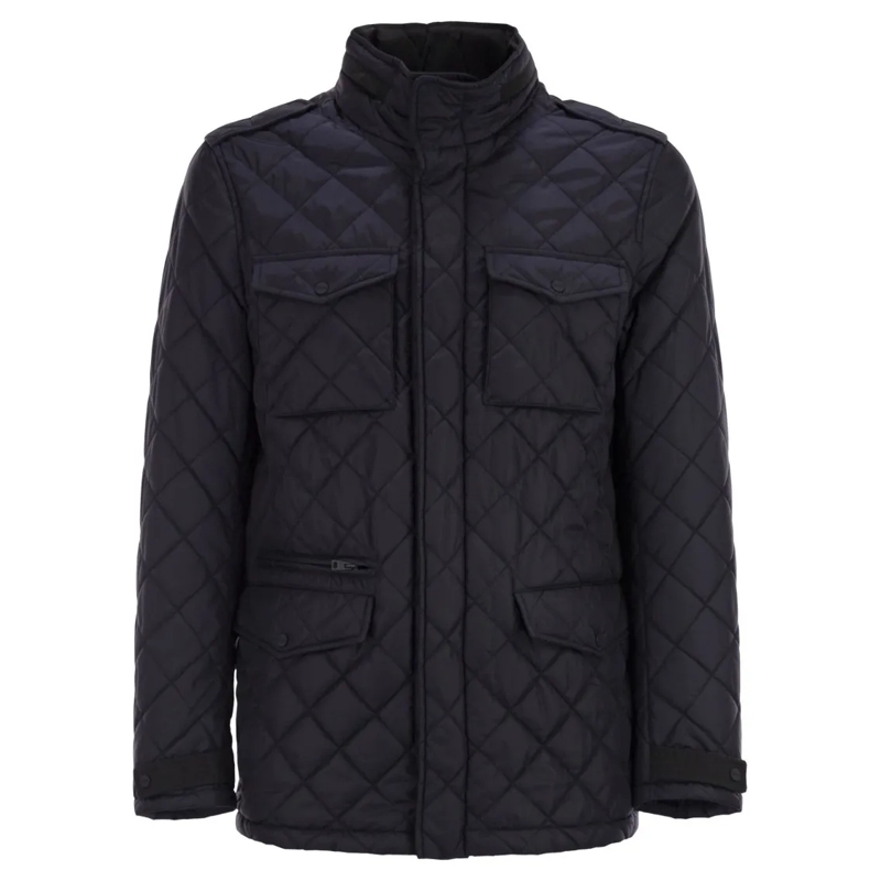 Herno Daunenjacke Field Jacket With Diamond Quilting Blue