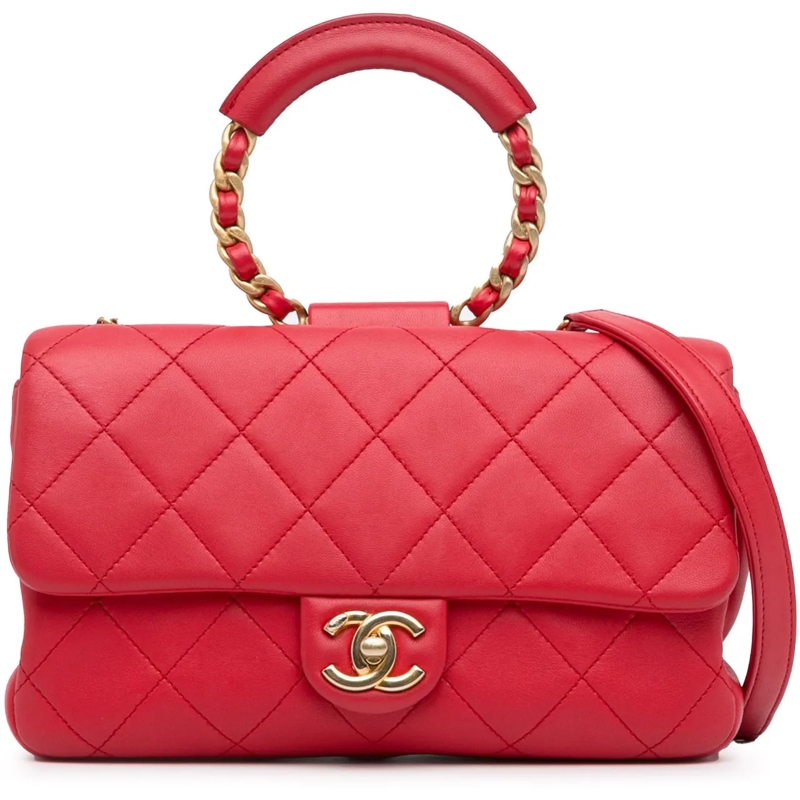 Chanel Sac à bandoulière Medium Lambskin In The Loop Flap rot
