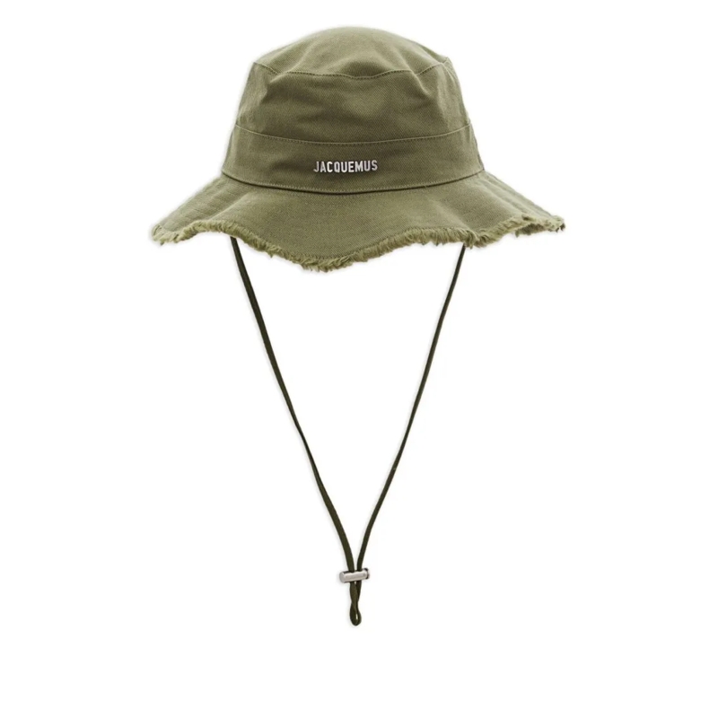 Jacquemus Hoed Wide-Brim Hat With Frayed Edge Green