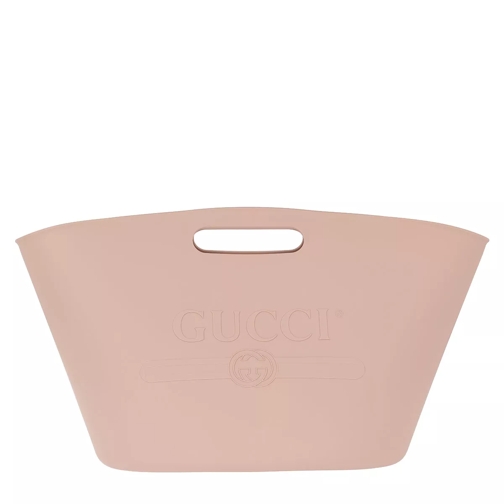 Gucci Logo Top Handle Bag Light Pink Rubber Rymlig shoppingväska