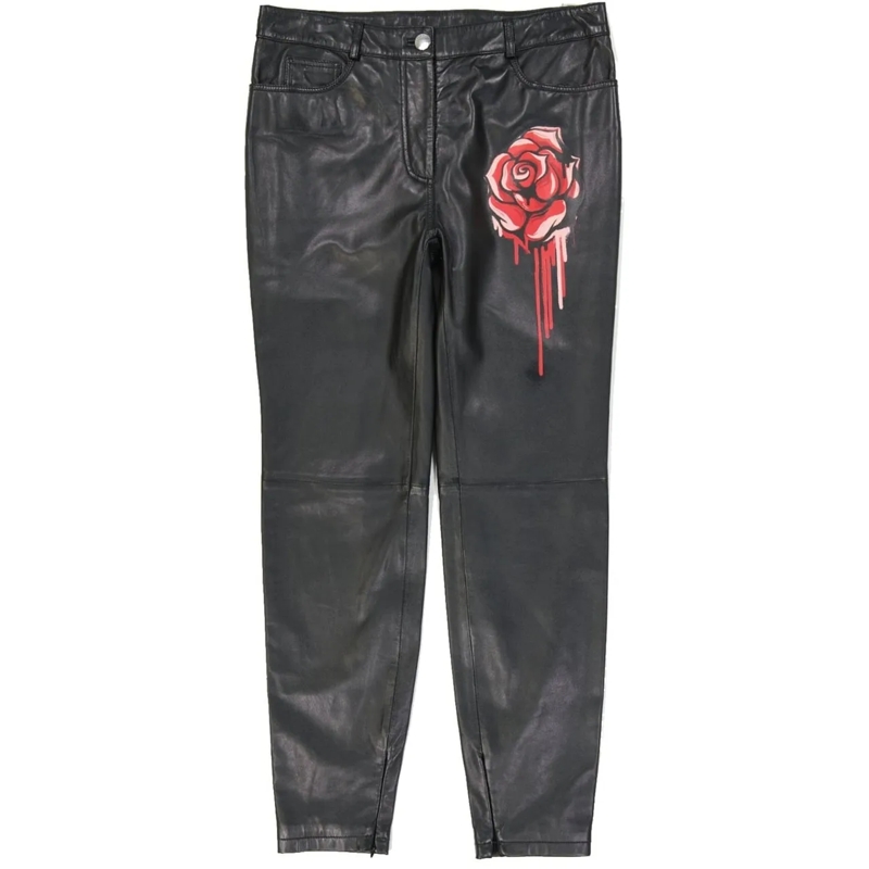 Moschino Broek Sculpted Black Leather Pants Black