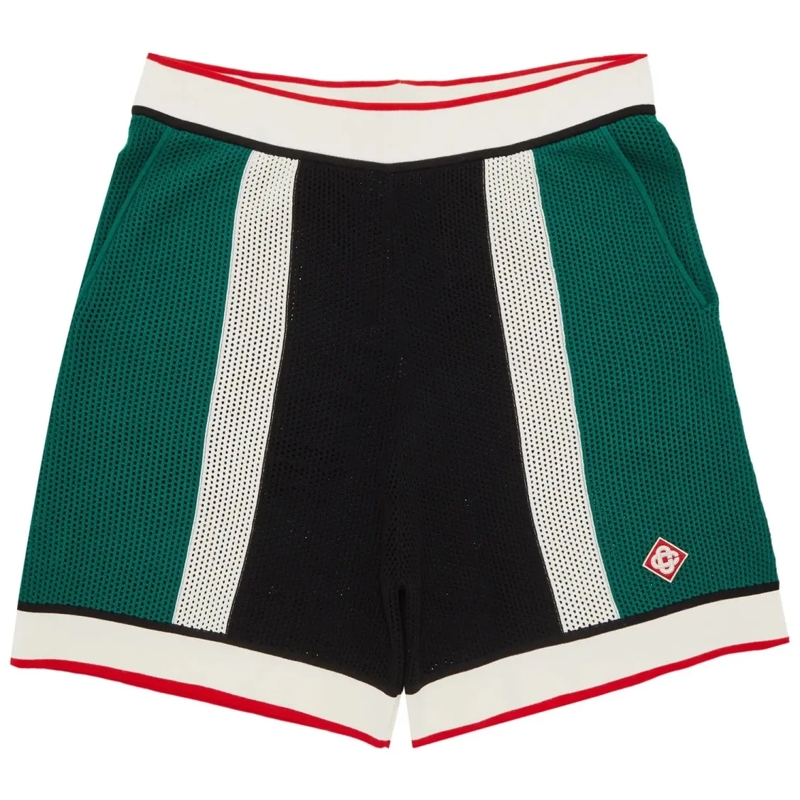Casablanca Casual Shorts Sporty Dark Green Shorts With Contrasting Panels Green