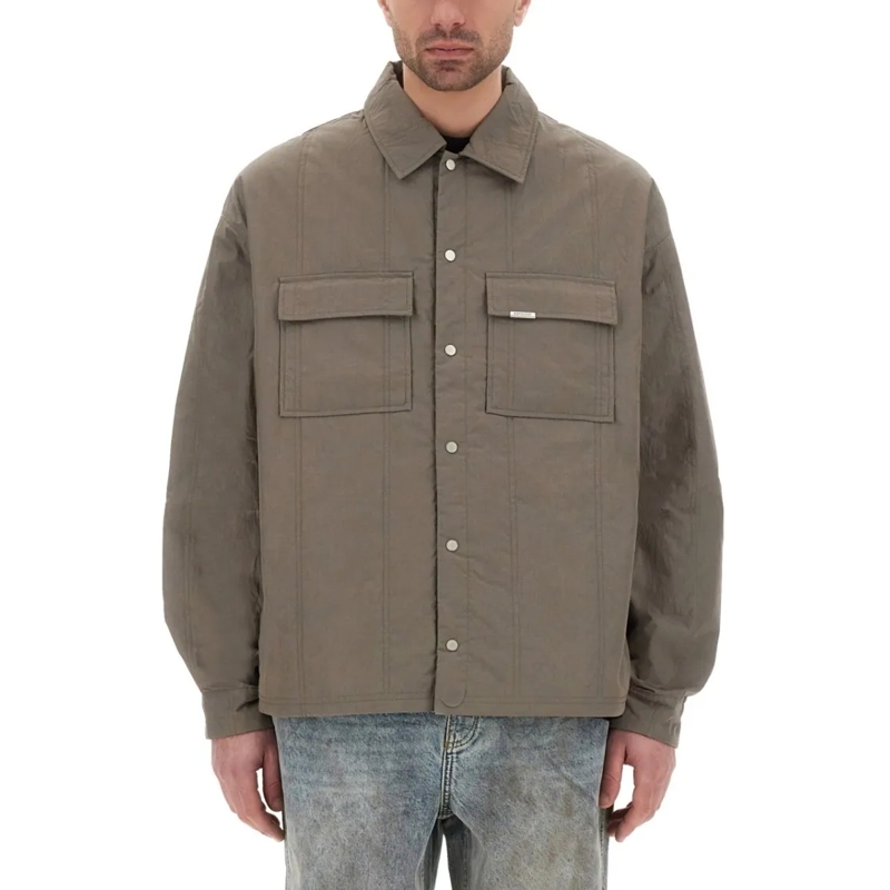 Represent Chemise Quilted Overshirt With Dual Chest Pockets Green