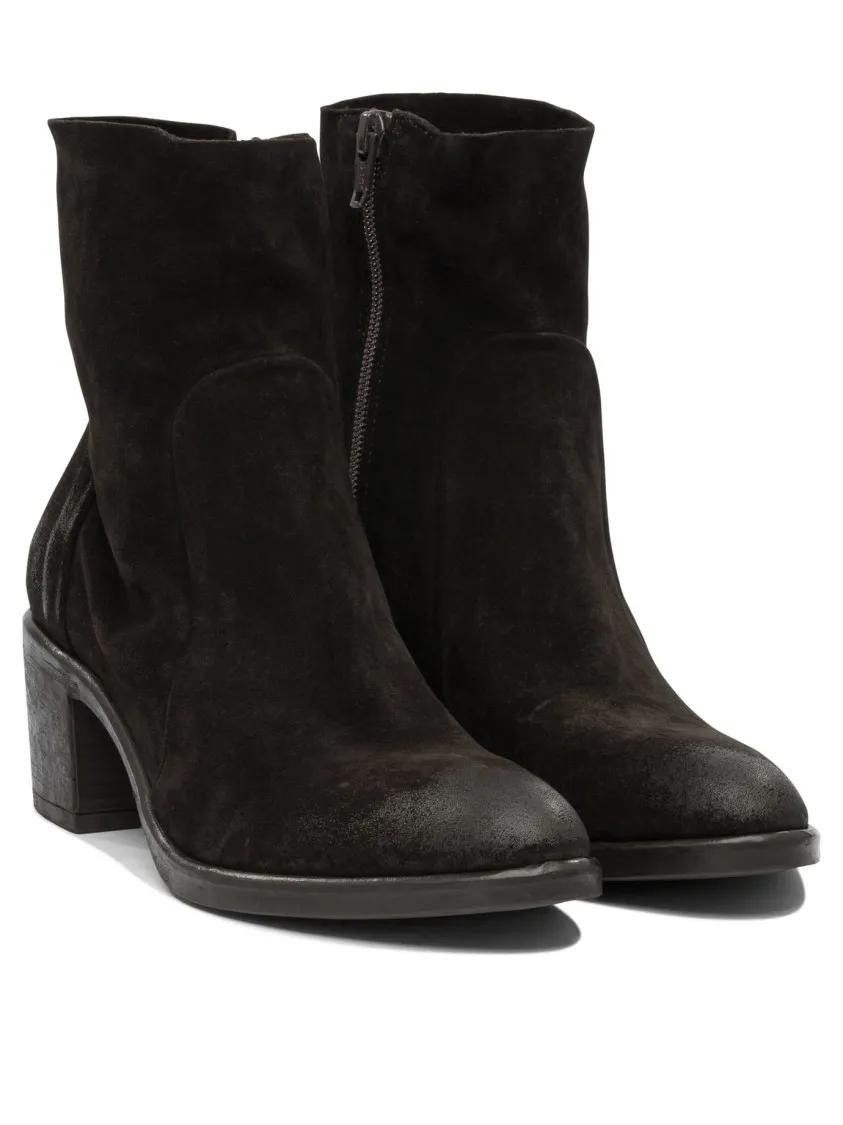 Strategia Bottes & Bottines, Brown Suede Ankle Boots With Pointed Toe En Noir - Pour Dames Cuir/Caoutchouc Taille 105