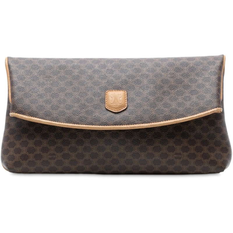 Celine Clutch Macadam Coated Canvas Clutch braun