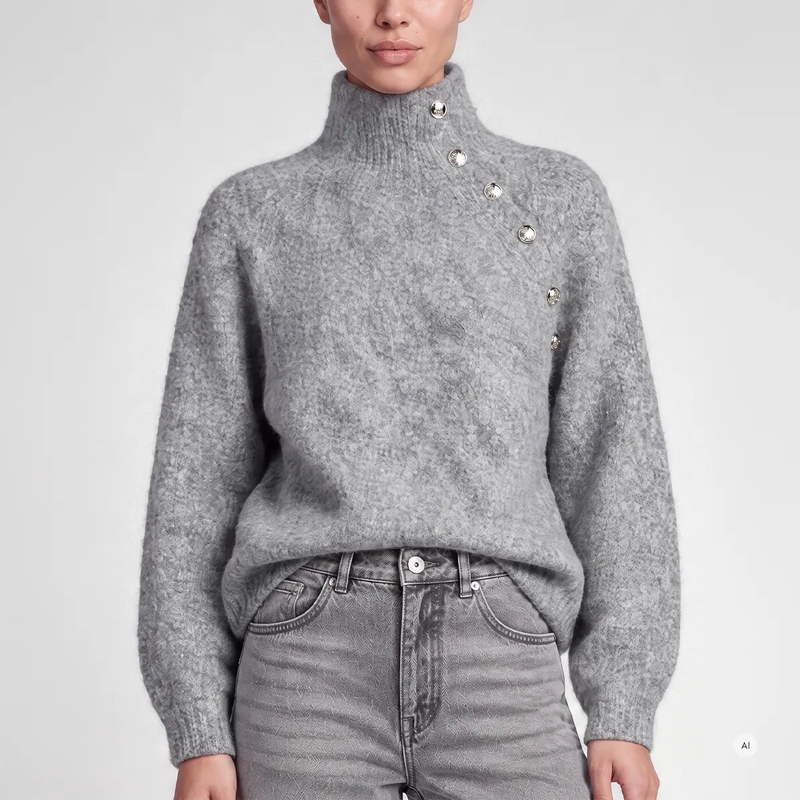 Marc Aurel Pullover Pullover mit Knopfdetail grau(Image 3)