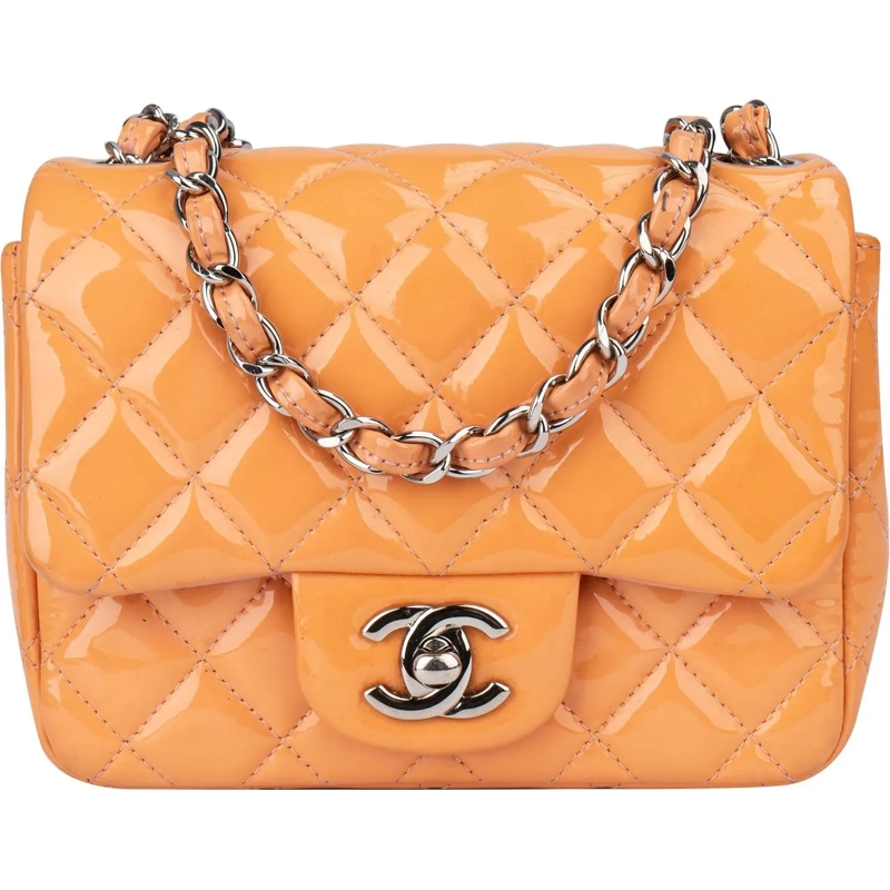 Chanel Tote Chanel Quilted Patent Leather Single Flap Crossbod orange