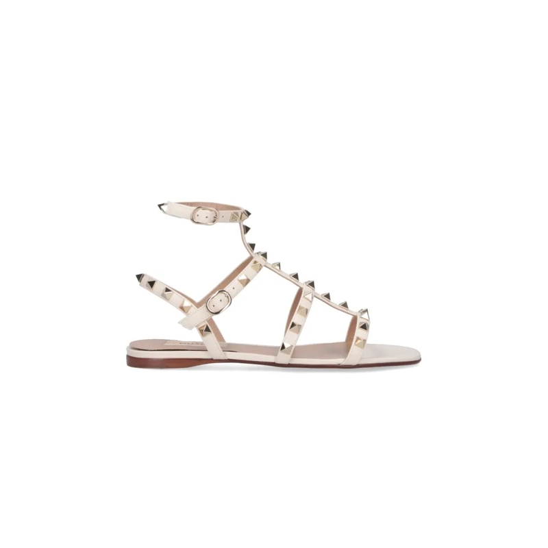 Valentino Garavani Sandalen "Rockstud" Sandals, In Cream Calfskin Neutrals