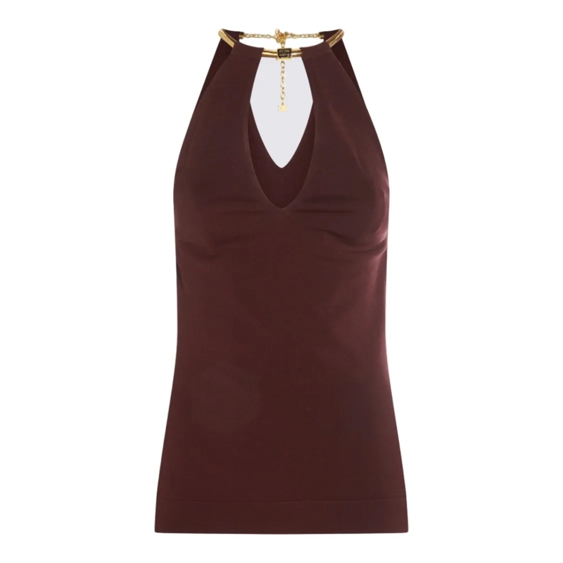 Elisabetta Franchi Blouse Burgundy Sleeveless Top Black