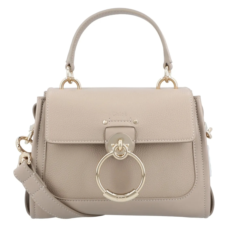 Chloé Schultertasche Mini Tess Day Bag In Grained & Soft Leather Grey