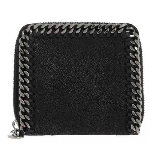 Stella McCartney Falabella Shaggy Small Zip Wallet Leather Black Portemonnaie mit Zip-Around-Reißverschluss