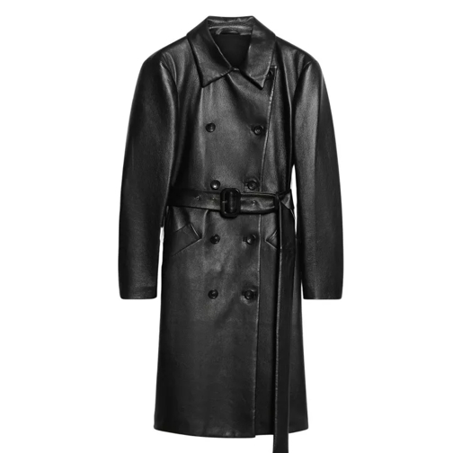 Sportmax Giostra Leather Trench Coat Black 