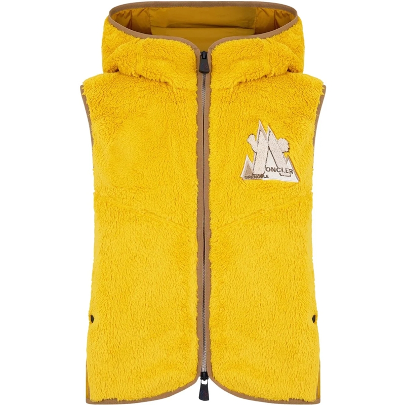Moncler Übergangsjacke Grenoble Logo Fleece Vest Jacket gelb
