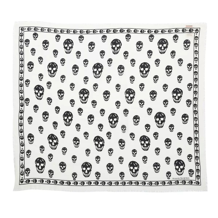 Alexander McQueen Logo Printed Scarf Ivory Black Leichter Schal