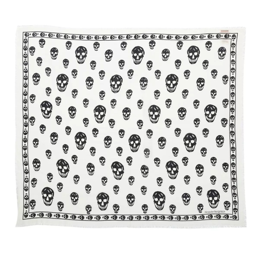 Alexander McQueen Logo Printed Scarf Ivory Black Tunn sjal