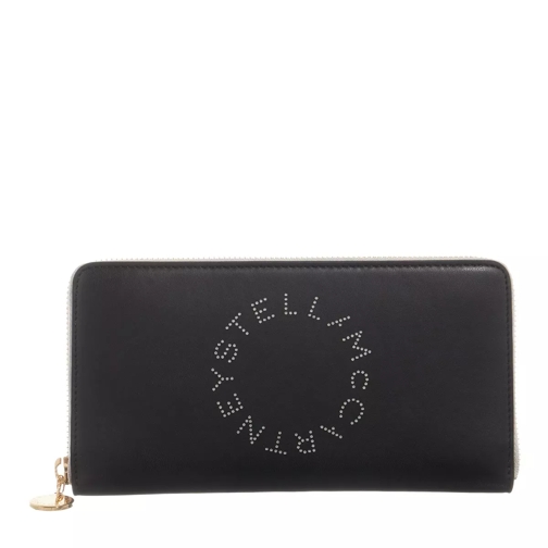 Stella McCartney Zip Wallet Bicolor Eco Alter Mat Black Portemonnaie mit Zip-Around-Reißverschluss