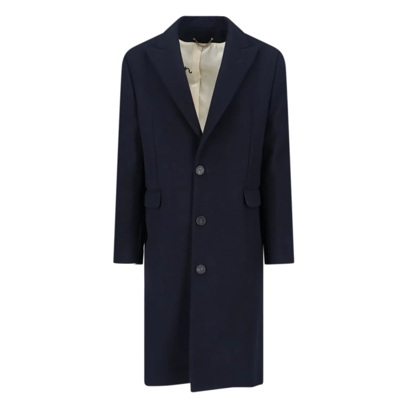Golden Goose Manteaux de tanche Navy Wool Blend Coat With Star Logo Black