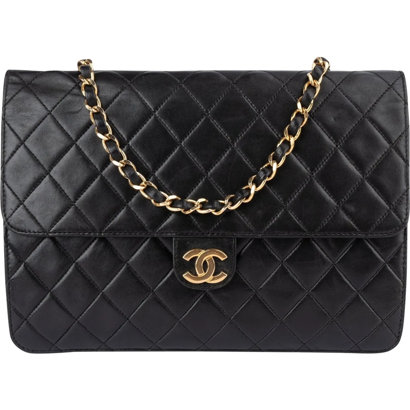 Chanel Tote Chanel Quilted Lambskin CC Single Flap Shoulder Ba schwarz