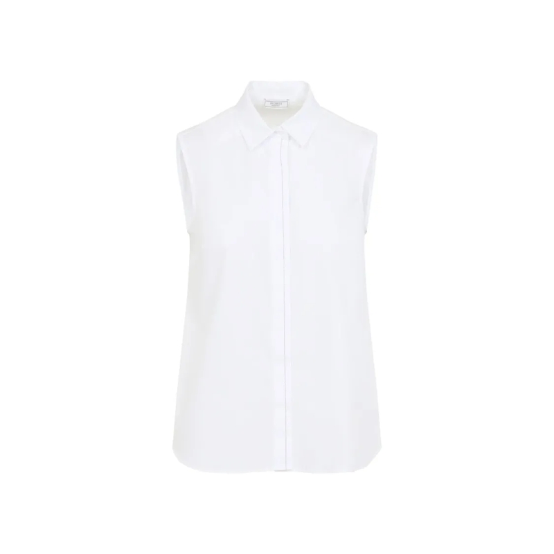 Peserico Bluse Sleeveless Top With Classic Collar White