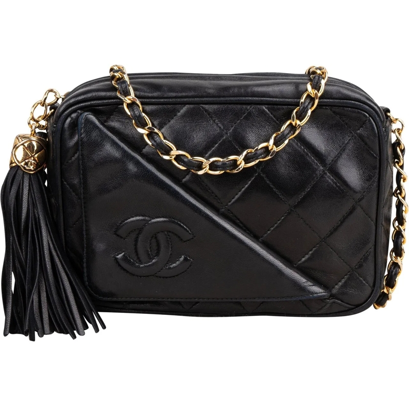 Chanel Tote Chanel Quilted Lambskin CC Camera Crossbody Bag schwarz
