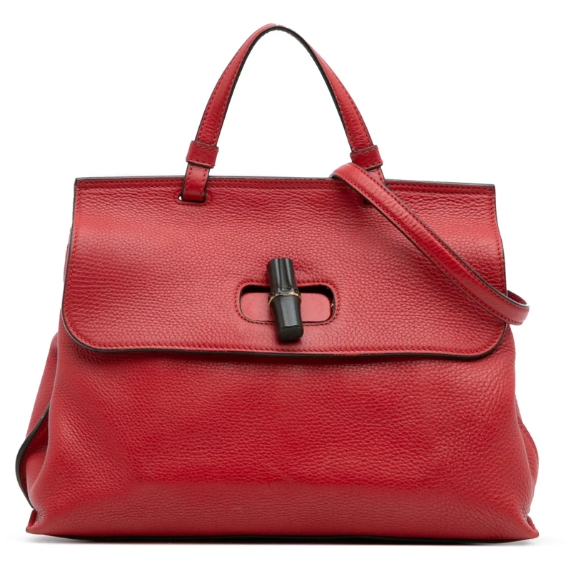 Gucci Sac à bandoulière Medium Leather Bamboo Daily Satchel rot