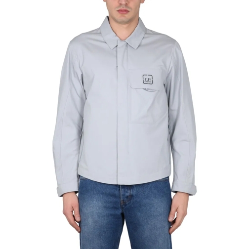 CP Company Hemden Front Zip Shirt With Classic Collar And Logo Detai Grey