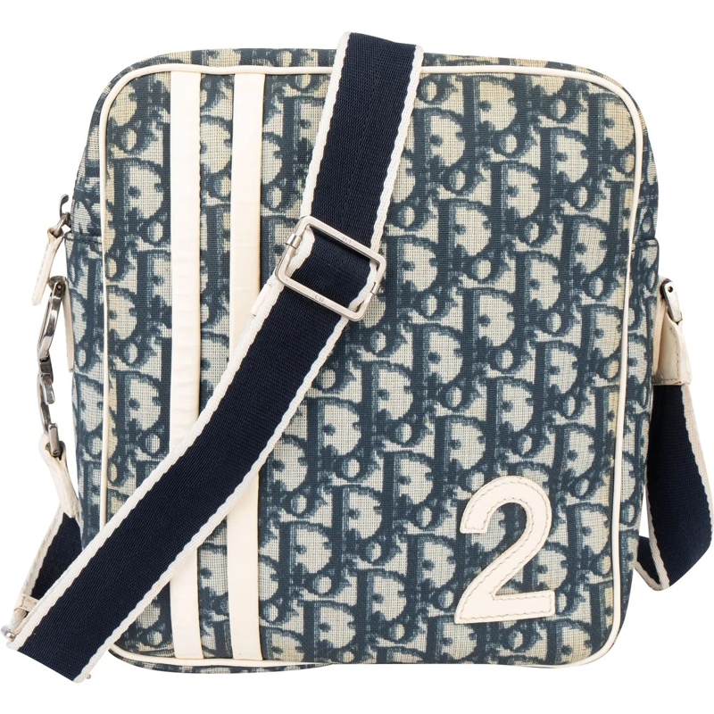 Christian Dior Schultertasche Christian Dior Trotter Monogram No. 2 Crossbody Ba blau
