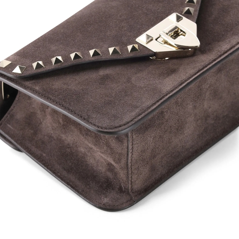 Valentino Garavani Crossbody Bag Umhängetasche Rockstud aus Veloursleder braun(Image 4)