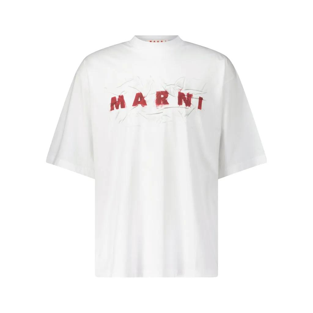 Marni - Oversized T-Shirt mit Print - Größe 48 - weiß