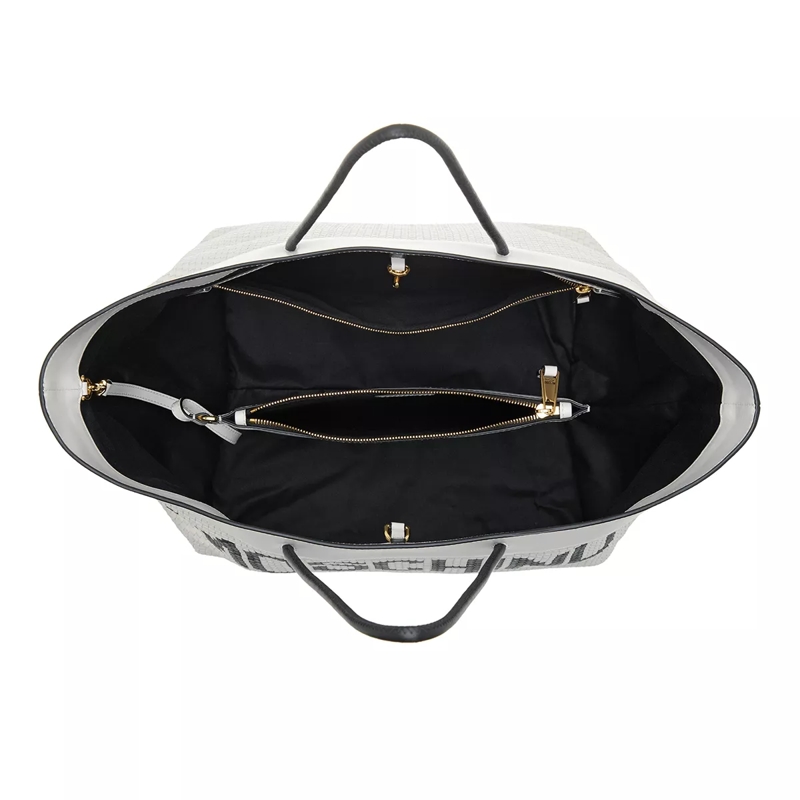 Moschino Shopper Black & White Shoulder Bag Fantasy Print White(Image 5)
