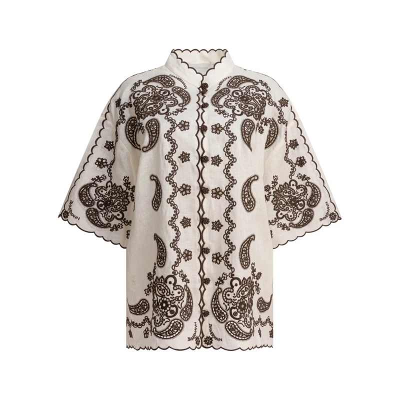 Zimmermann Hemd Ascension Embroidered Shirt Neutrals