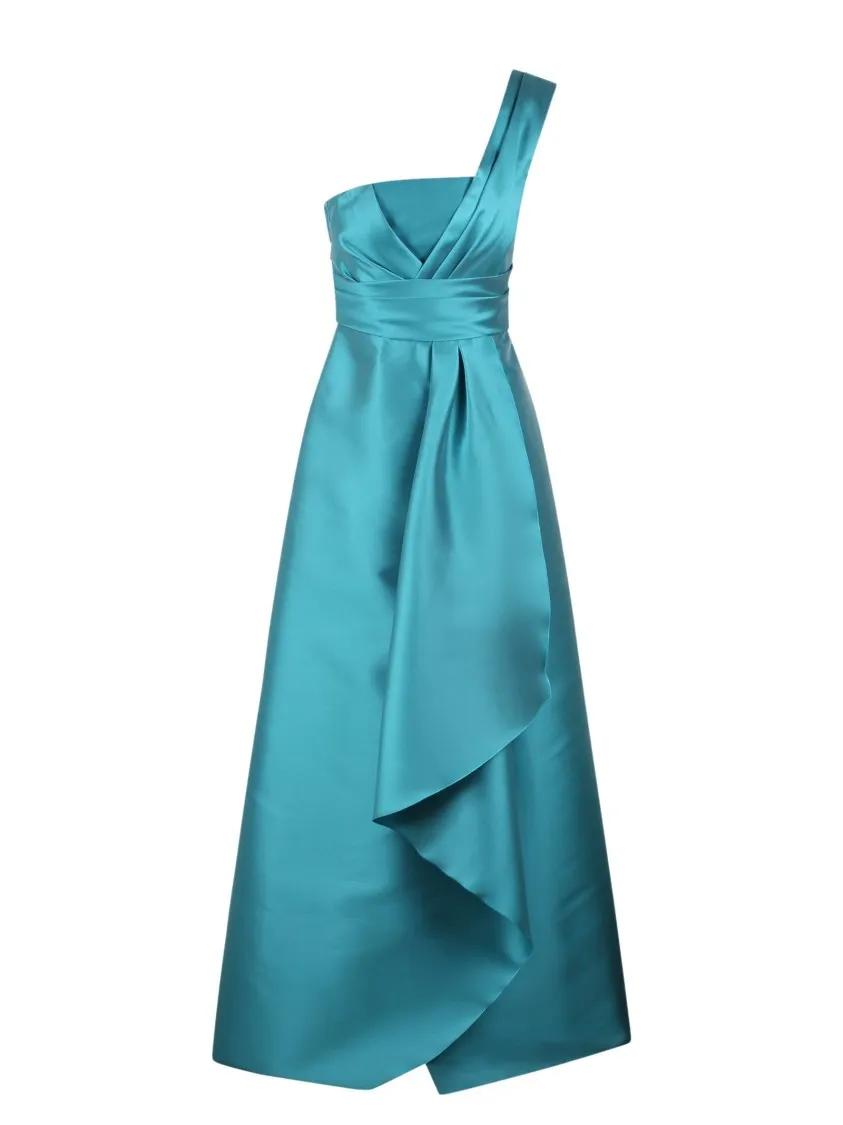 Alberta Ferretti - Mikado Long One-Shoulder Dress - Größe 40 - blau