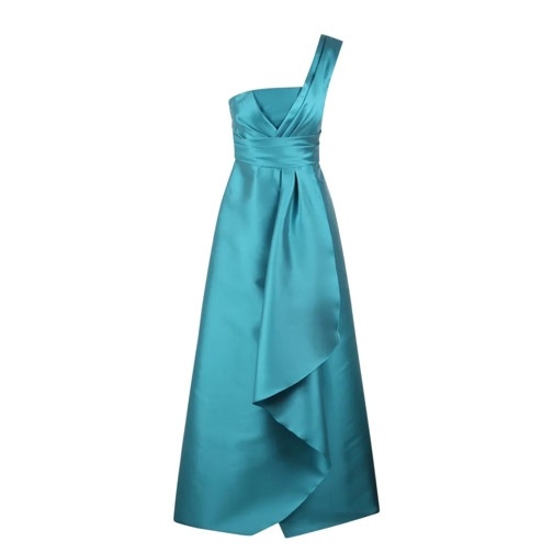 Alberta Ferretti Mikado Long One-Shoulder Dress Blue Aftonklänningar