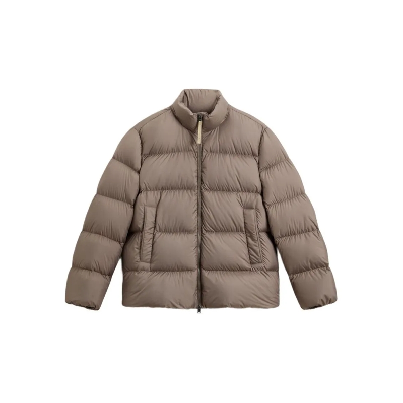 Woolrich Doudoune High Neck Quilted Taupe Jacket Neutrals