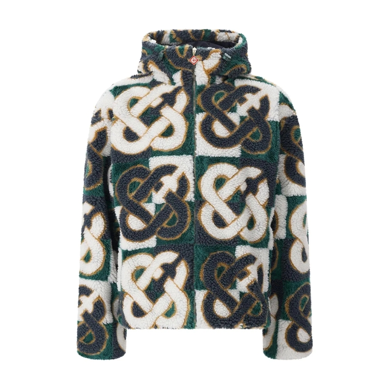 Casablanca Overgangsjas Fleecejacke aus Woll-Mix grün