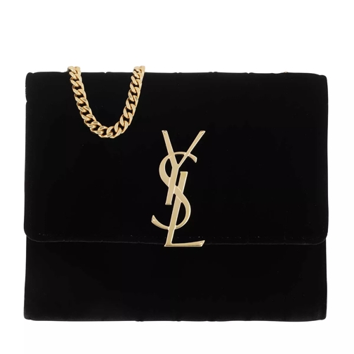 Saint Laurent YSL Chain Wallet Quilted Velvet Black Wallet On A Chain