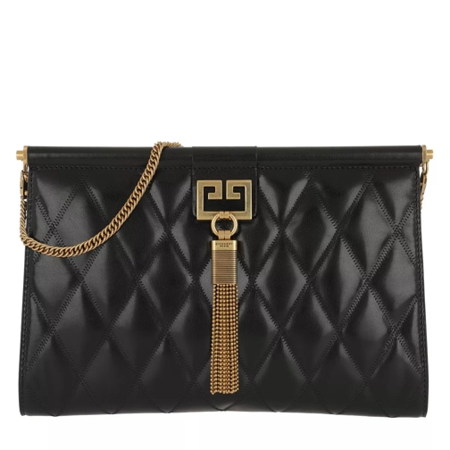 Givenchy GEM Bag Medium Diamond-Pattern Quilted Leather Black Crossbody Bag
