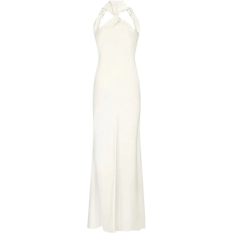The Attico Midikleid Midi Dress Satin Ivory weiß