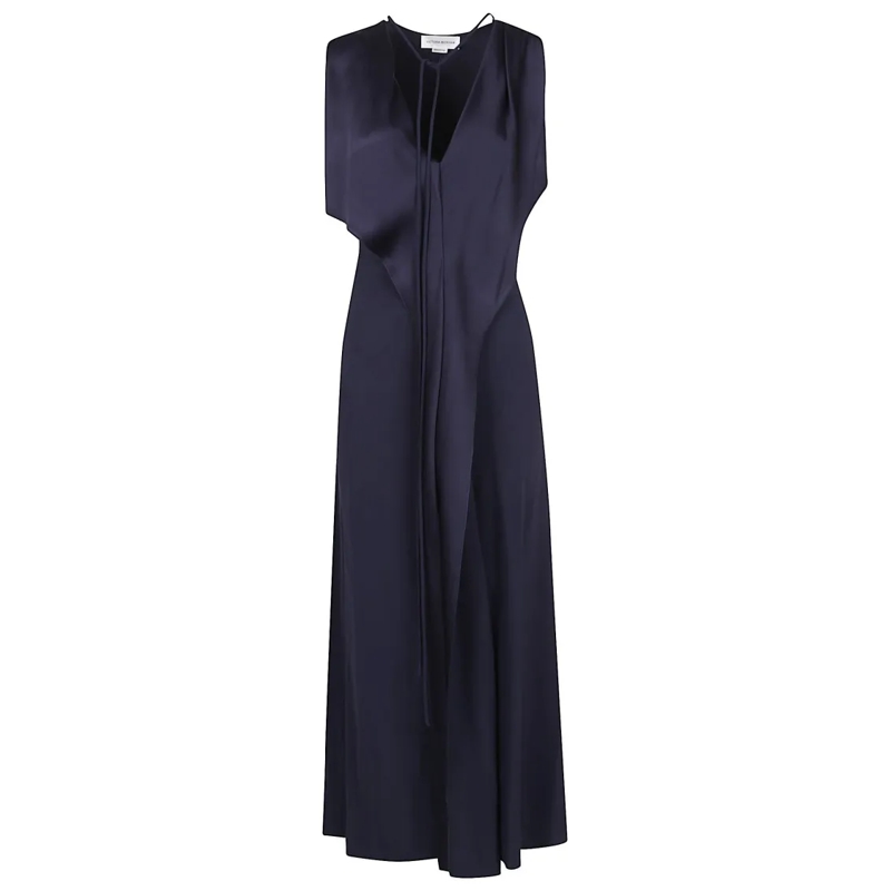 Victoria Beckham  Maxi Dress With Deep V-Neckline Blue