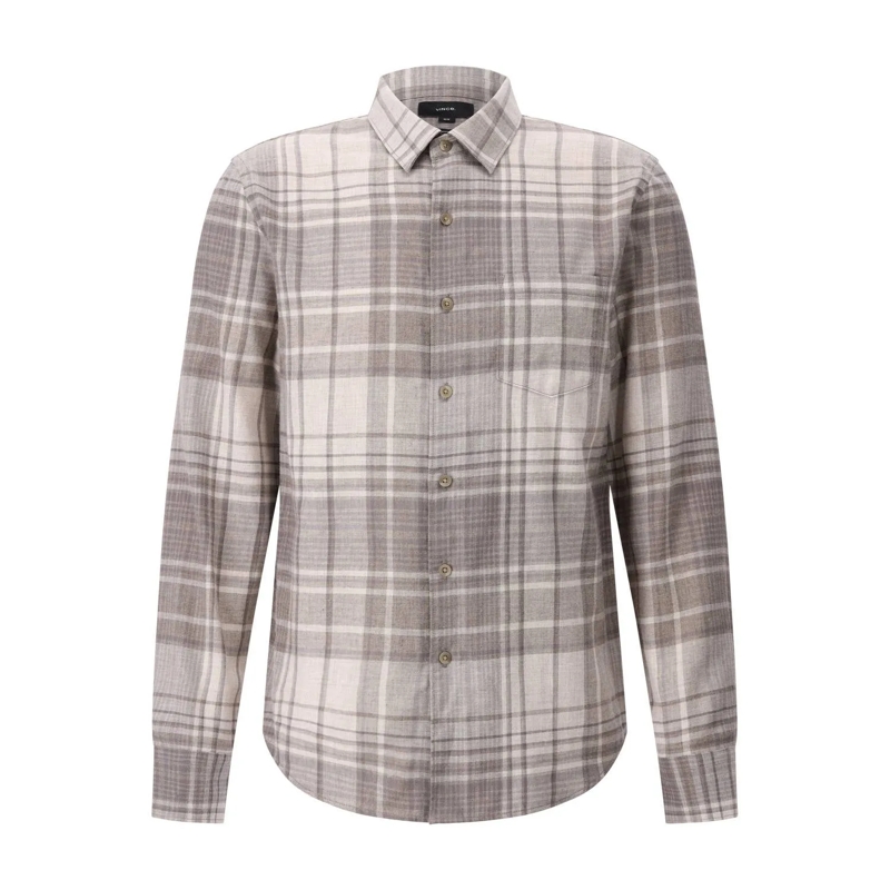 Vince Hemd Kariertes Classic-Fit Hemd Beige
