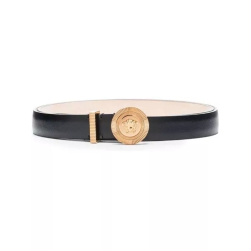 Versace Ledergürtel Medusa Logo-Buckle Leather Belt Black