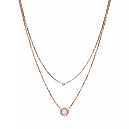 Fossil Val Double Glitz Steel Necklace Rose Gold Medium Necklace