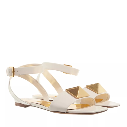 Valentino Garavani Riemchensandale Roman Stud Leather Sandals Off White/Gold