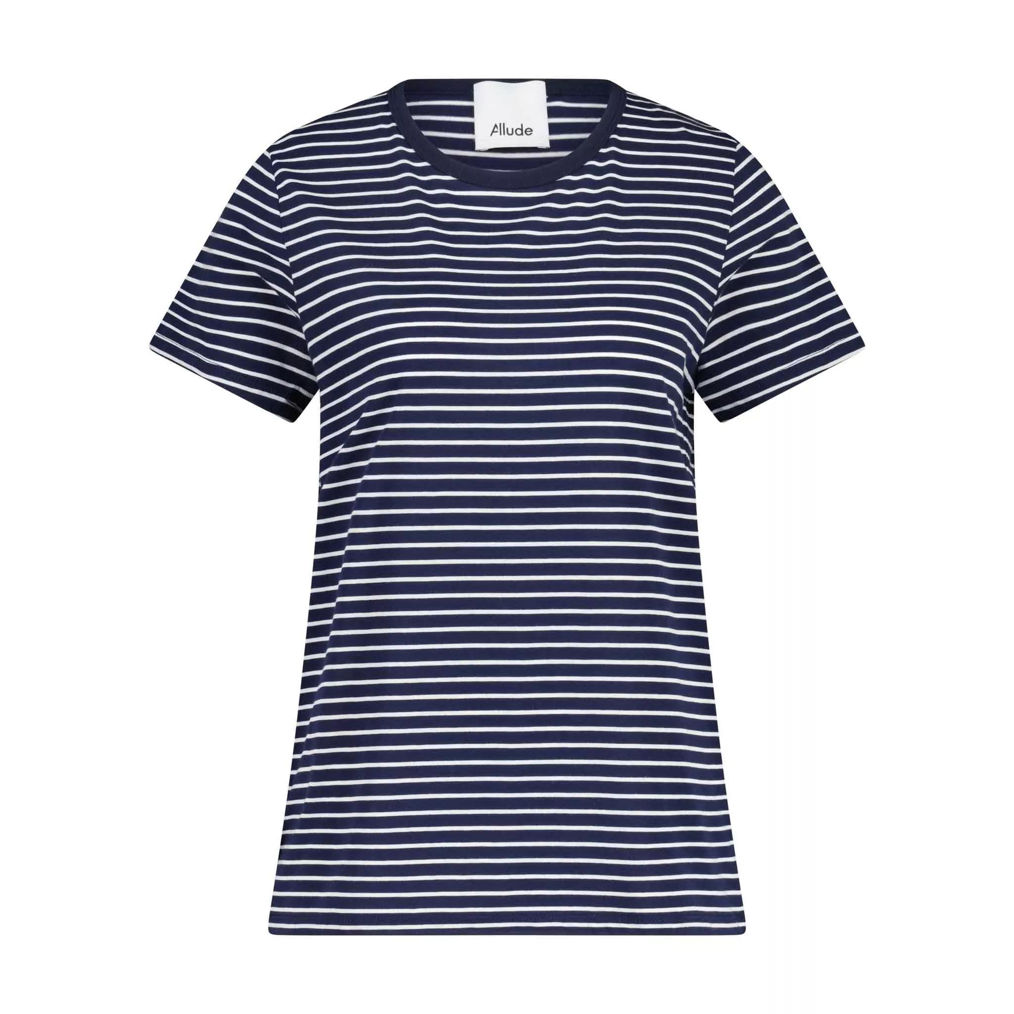 Allude - T-Shirt im gestreiften Design 47702375727450 - Größe S - dark blue