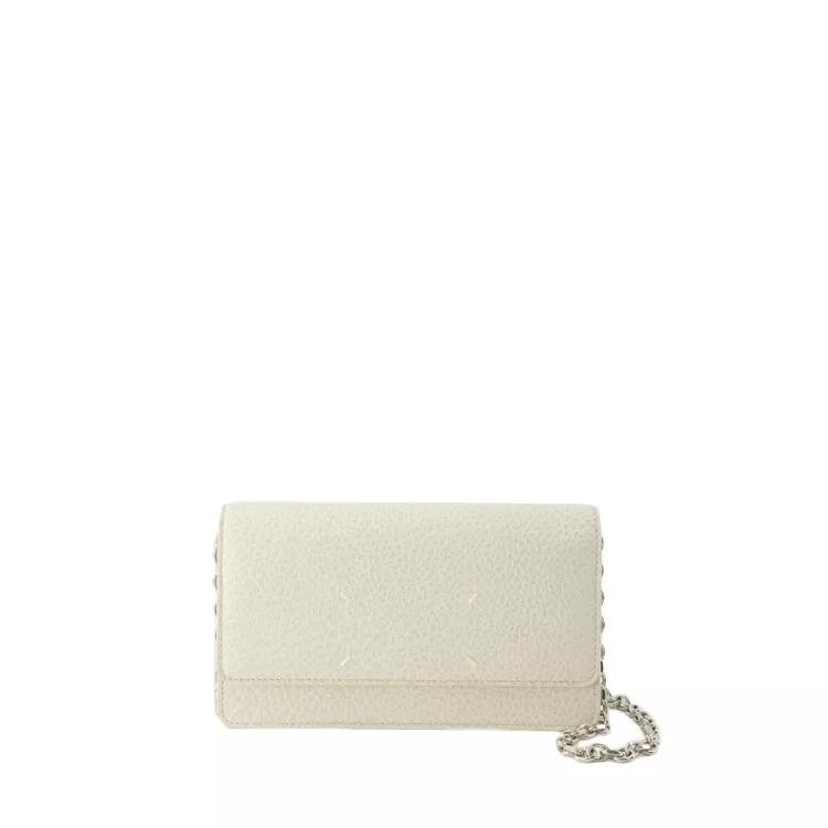 Maison Margiela Portemonnaies - Wallet On Chain Medium  - Leather - Beige - Gr. unisize - in Creme - für Damen