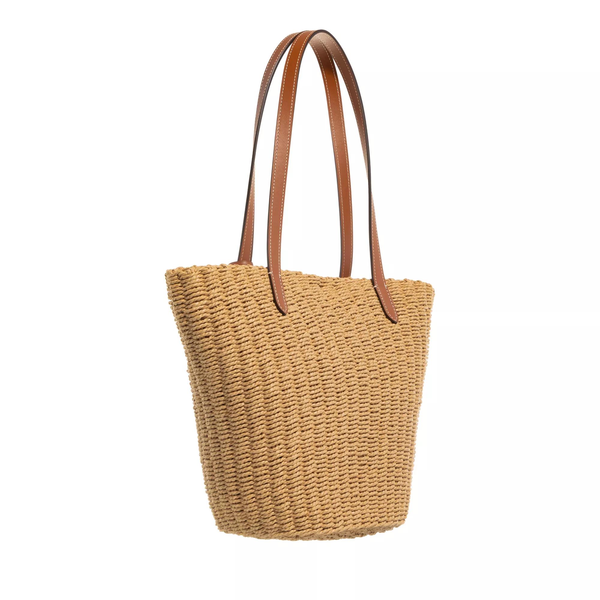 Coach Shoppers Small Straw Tote in beige