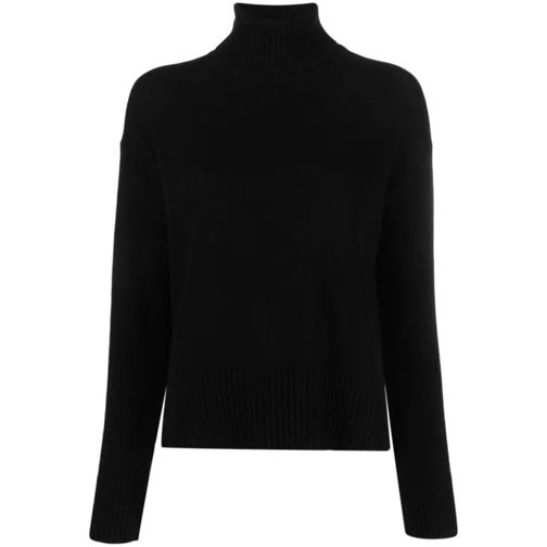 Roberto Collina Black Turtleneck Wool Blend Sweater Black Pull en laine