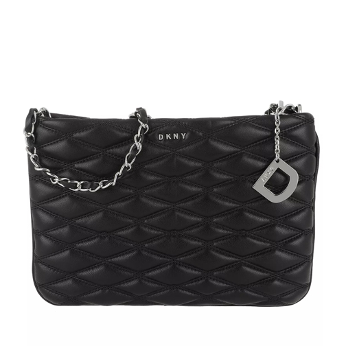 DKNY Lamb Quilted Lara Zip Crossbody Bag Black/Silver Cross body-väskor